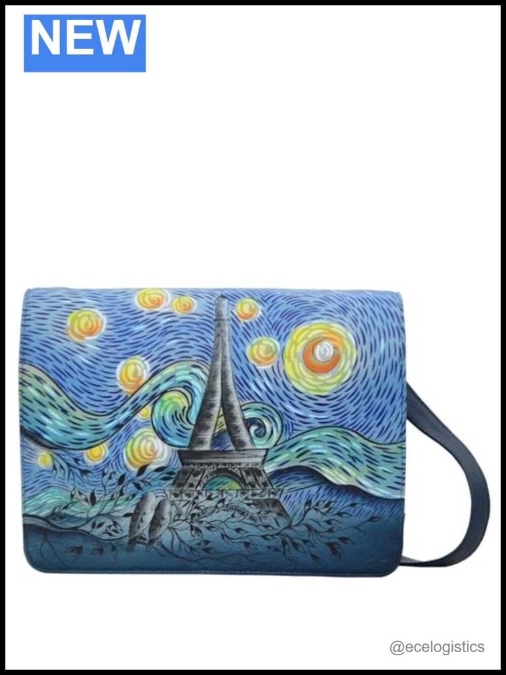Anna by Anuschka Women's Genuine Leather Medium Saddle Handbag Hand Painted